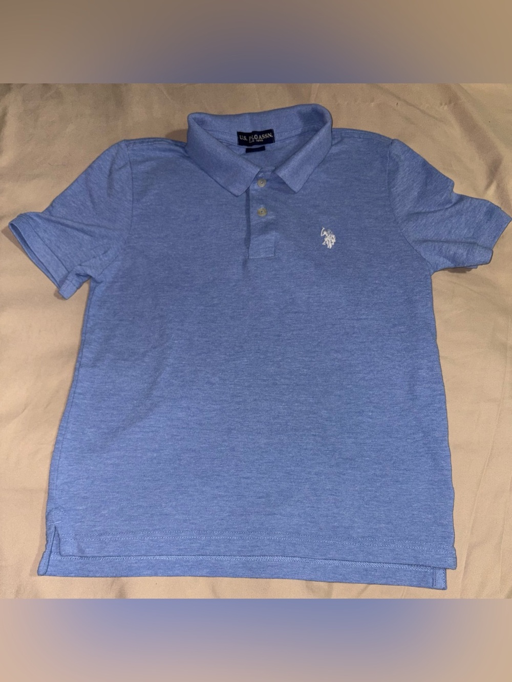 U.S. Polo Assn. Boys Blue Heather Short Sleeve Polo Shirt Size L 10-12